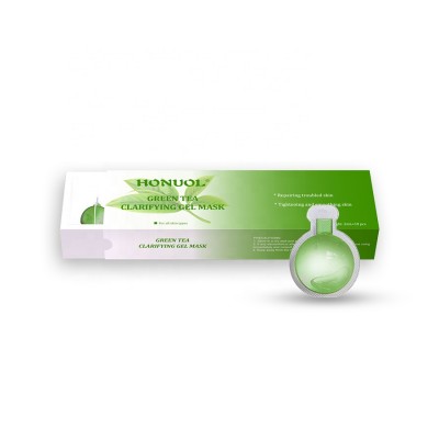 Private Label Custom Automatic Mini-packing Portable Matcha Green Tea Clarifying Gel Face Mask with Paper Box Solution