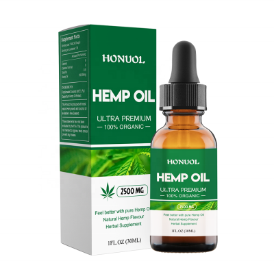 Private Label 100% Natural Hemp Oil Drops with 2500mg of Organic Hemp Extract Helps with Pain, Anxiety Stress Relief